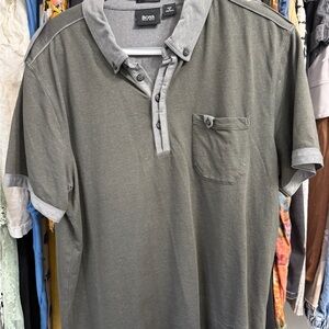 Hugo Boss Olive Green Short Sleeve Polo with Contrast Trim